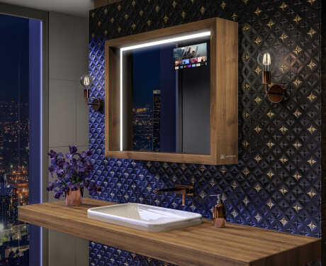 Rama oglinzi moderne baie cu leduri - WoodenFrame #1