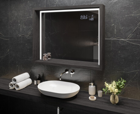 Rama oglinzi moderne baie cu leduri - WoodenFrame #10