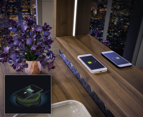 Oglindă LED pentru baie cu ramă WoodenFrame, în culoarea Stejar Oslo #7