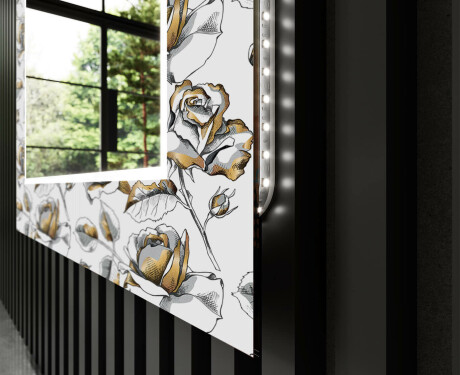 Moderna oglinzi decorative cu leduri perete hol - Golden Flowers #11