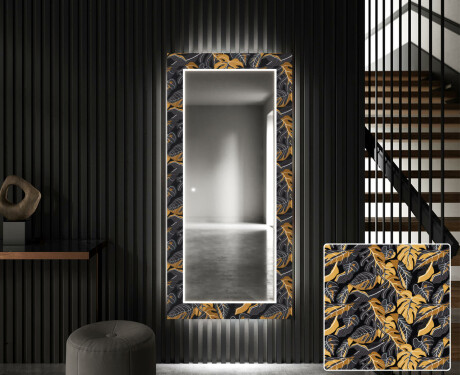 Decoratiune oglinda cu LED hol moderna - Autumn Jungle