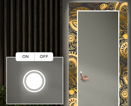 Decoratiune oglinda cu LED hol moderna - Ancient Pattern #4