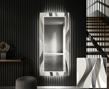 Oglinda cu LED decorativa perete hol - Waves