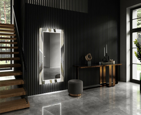 Oglinda cu LED decorativa perete hol - Waves #2