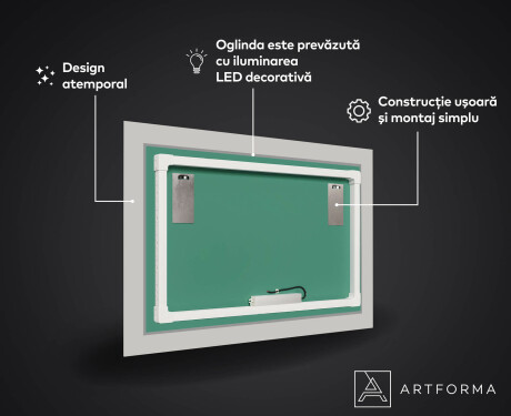Oglinda cu LED decorativa perete hol - Waves #3