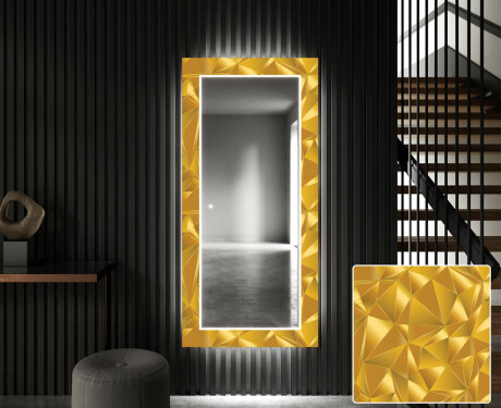 Oglinda cu LED decorativa perete hol - Gold Triangles