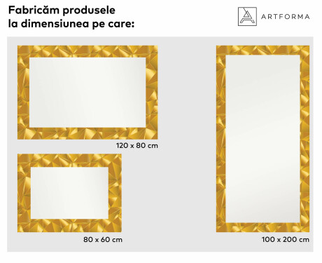 Oglinda cu LED decorativa perete hol - Gold Triangles #2