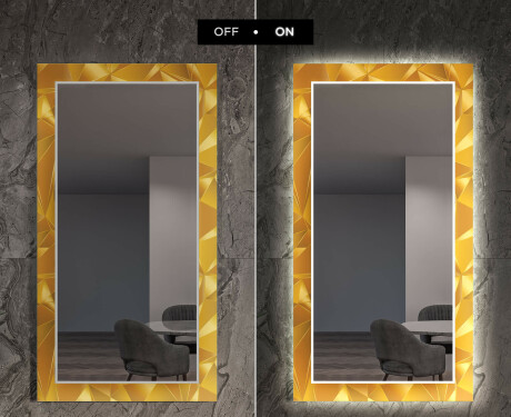 Oglinda cu LED decorativa perete hol - Gold Triangles #7