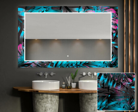 Baie decoratiune oglinda cu LED moderna  - Fluo Tropic #1