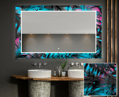 Baie decoratiune oglinda cu LED moderna  - Fluo Tropic