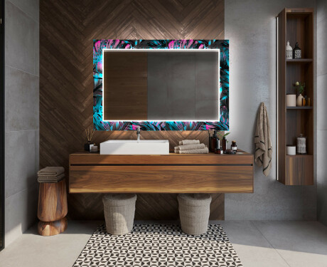 Baie decoratiune oglinda cu LED moderna  - Fluo Tropic #12