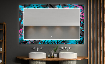 Baie decoratiune oglinda cu LED moderna  - Fluo Tropic