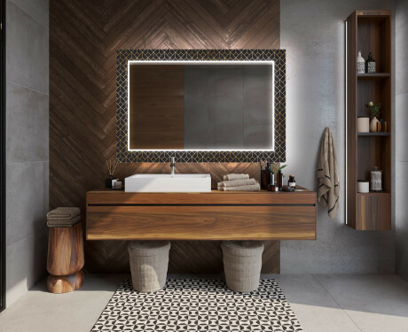 Baie decoratiune oglinda cu LED moderna  - Golden Lines #12