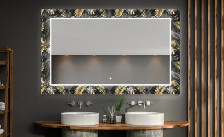 Baie decoratiune oglinda cu LED moderna  - Goldy Palm