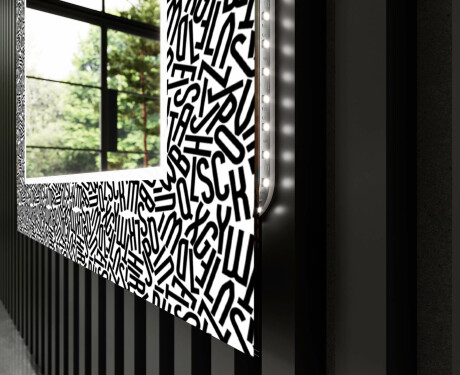 Baie decoratiune oglinda cu LED moderna  - Letters #11