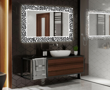 Baie decoratiune oglinda cu LED moderna  - Letters #2
