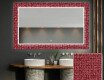 Oglinda baie cu leduri decorativa perete - Red Mosaic