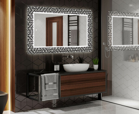 Baie decoratiune oglinda cu LED moderna - Triangless #2