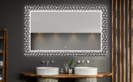 Baie decoratiune oglinda cu LED moderna - Triangless