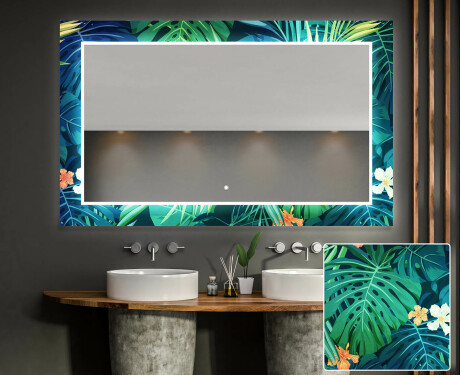Oglinda baie cu leduri decorativa perete - Tropical #1