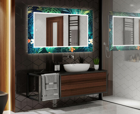 Oglinda baie cu leduri decorativa perete - Tropical #2