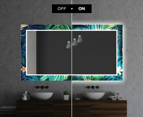 Oglinda baie cu leduri decorativa perete - Tropical #7