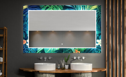 Oglinda baie cu leduri decorativa perete - Tropical