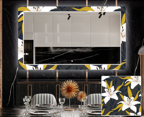 Moderna oglinzi decorative cu leduri pentru sala de mese - Bells Flowers