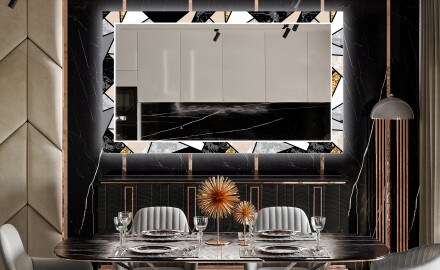 Oglinda LED decorativa pentru sala de mese - Marble Pattern