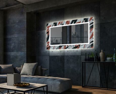 Oglinda LED decorativa perete salon - Leaves #2