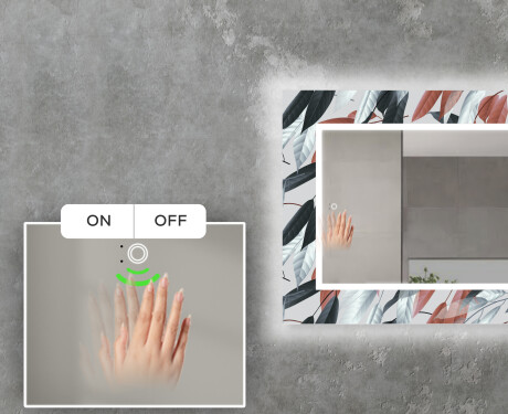 Oglinda LED decorativa perete salon - Leaves #5