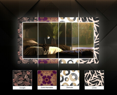 Oglinda LED decorativa perete salon - Leaves #6