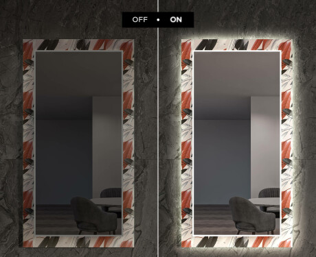 Oglinda LED decorativa perete salon - Leaves #7