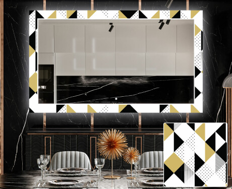 Oglinda LED decorativa pentru sala de mese - Geometric Patterns