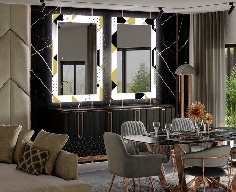 Oglinda LED decorativa pentru sala de mese - Geometric Patterns #2