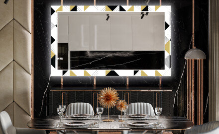 Oglinda LED decorativa pentru sala de mese - Geometric Patterns