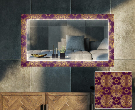 Moderna oglinzi decorative cu leduri perete salon - Gold Mandala #1
