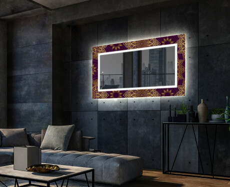 Moderna oglinzi decorative cu leduri perete salon - Gold Mandala #2