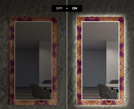 Moderna oglinzi decorative cu leduri perete salon - Gold Mandala #7