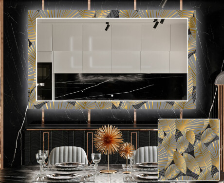 Moderna oglinzi decorative cu leduri pentru sala de mese - Golden Leaves