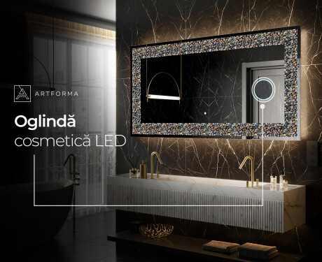 Decoratiune oglinda cu LED moderna - Natural Stones #8