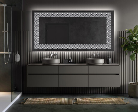 Decoratiune oglinda cu LED moderna - Geometric Symphony #5