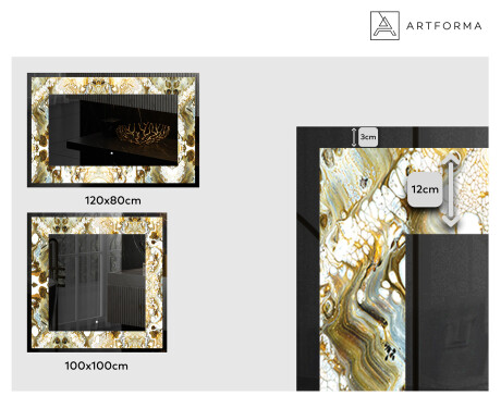 Decoratiune oglinda cu LED moderna - Golden Streaks #2