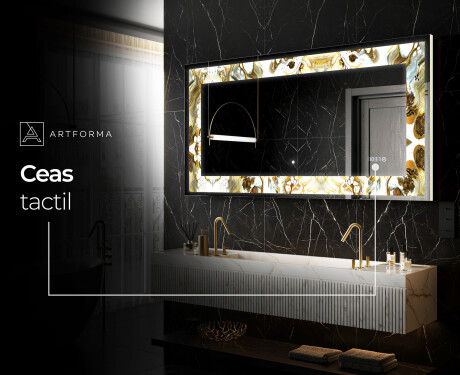 Decoratiune oglinda cu LED moderna - Golden Streaks #8