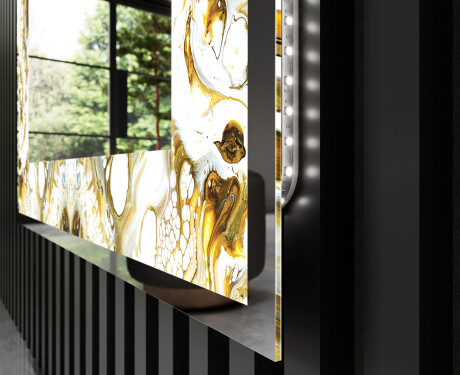 Decoratiune oglinda cu LED moderna - Golden Streaks #3