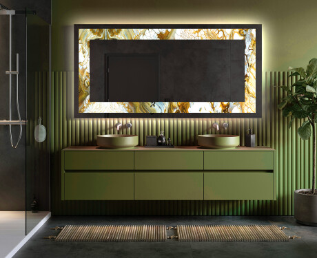 Decoratiune oglinda cu LED moderna - Golden Streaks #5