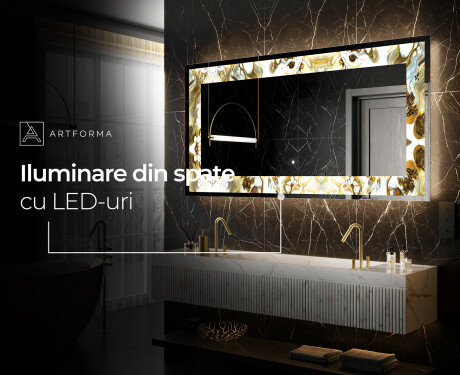 Decoratiune oglinda cu LED moderna - Golden Streaks #6