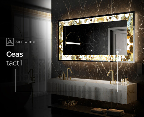 Decoratiune oglinda cu LED moderna - Golden Streaks #8