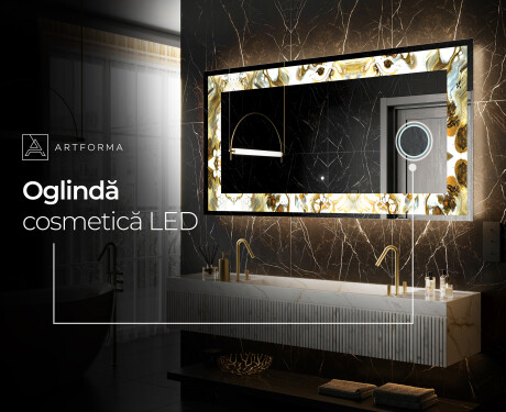 Decoratiune oglinda cu LED moderna - Golden Streaks #9