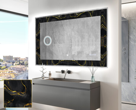 Decoratiune oglinda cu LED moderna - Golden Veins